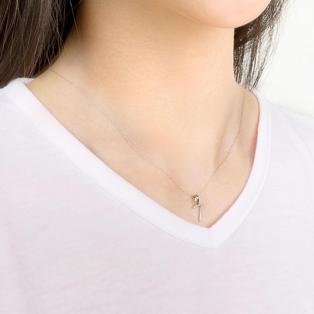 Lala Christie Number Pendant Necklace, PT900 Platinum Charm, for Men and Women, 7
