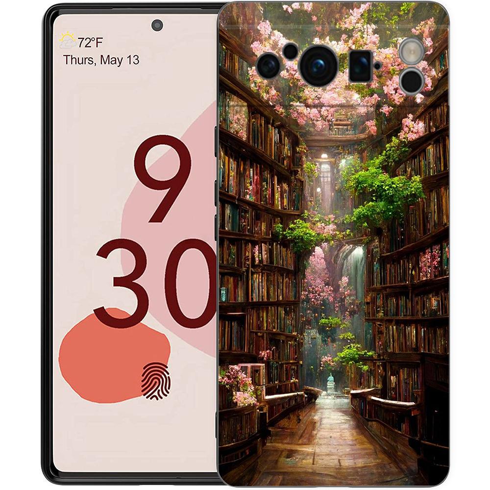 Luxury TPU Phone Case For Google Pixel 9 8 8A 7 7A 6 Pro XL 6A 5G Read Books Illustration Black Soft Back Cover