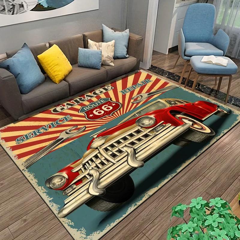 Historic Route 66 Carpet Mother Road Area Rug for Home Bathroom Living Room Table Bedroom Sofa Doormat Decor, Non-slip Floor Mat