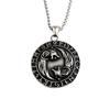 Collana Bussola Vikinga con Testa di Lupo Doppia - Ciondolo Runa in Acciaio Inossidabile per Uomini