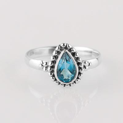Blue Topaz Gemstone Ring, 925 Sterling Silver Ring, Statement Ring, Bohemian Ring, Gift For Her, Fashion Jewelry