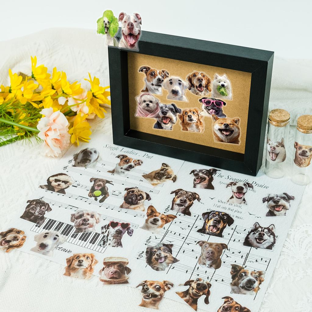 50 Pet Realistic Dog Emoji Stickers Dog Theme Handbook Decorative Materials Waterproof Stickers