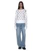 PARTIMENTO WOMEN Cutout Polka Dot Jacquard Knit Crew Neck_White