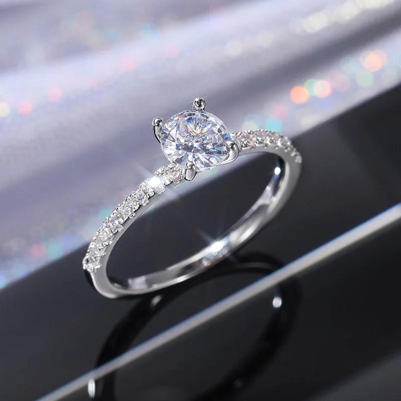 Korean 925 Silver Crystal Engagement Rings For Women AAA Zircon Cubic Ring Female Wedding Party Jewelry Gift