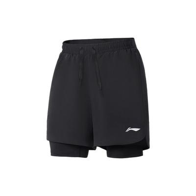 Quick-Dry Double-Layer Anti-Embarrassment Hot Spring Leisure Beach Shorts Unisex Shorts Black LN-LSKV607-1