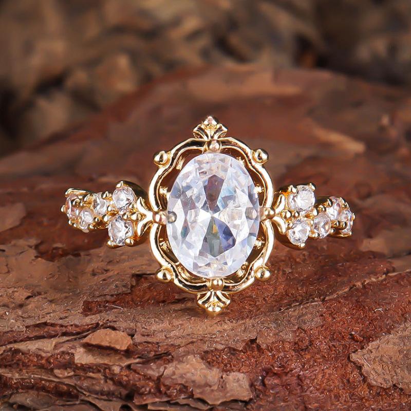 Drop-shaped Inlaid Zircon Ring, Simple and Versatile and American Style Fashionable New Ring