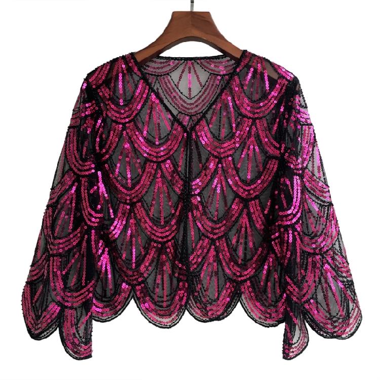 Bead Sequins Detailed Shawl Scarf for Special Occasion Unique Sequined Accessory for Trendy Outfits