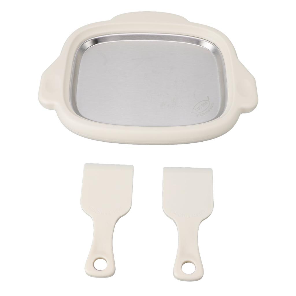 Ice Stir Frying Machine with 2 Shovels 304 Stainless Steel Plate Rolled Ice Cream Maker Fried Yogurt Machine for Home