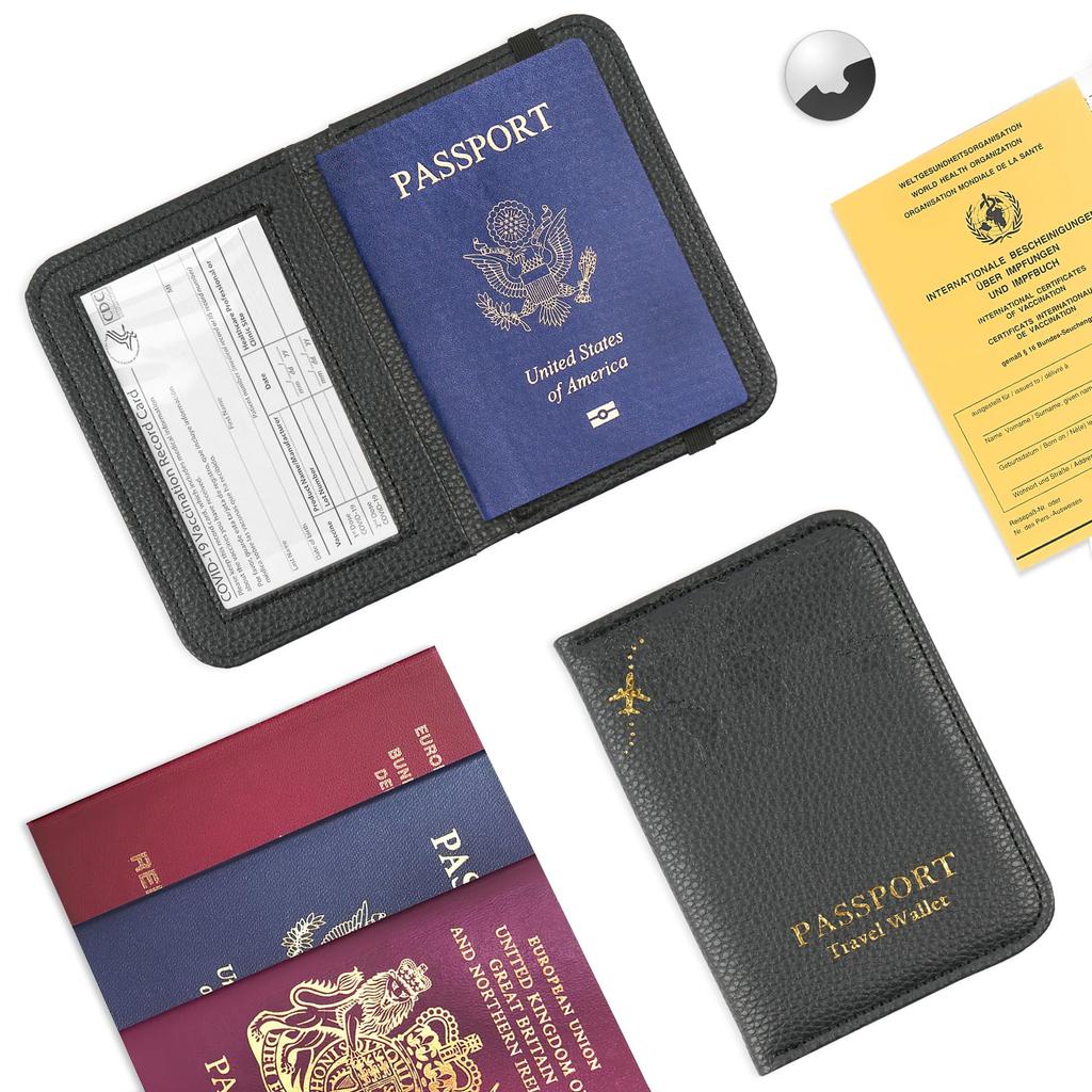 Jasenna Paszport Przechowywanie Paszportu Etykieta na Kartę Paszportową Premium PU Stylowe Etui, Ochrona przed Skanowaniem, Pokrowiec, Kieszenie Wielofunkcyjne, Etui, Portfel, Skóra,