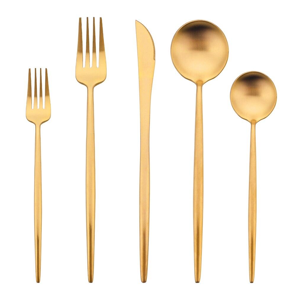 5 ks Matná stříbrná jídelní sada 18/10 Nerezová ocel Luxusní sada příborů Nádobí Nůž Dezertní vidlička Lžíce Sada příborů Vhodné do myčky nádobí