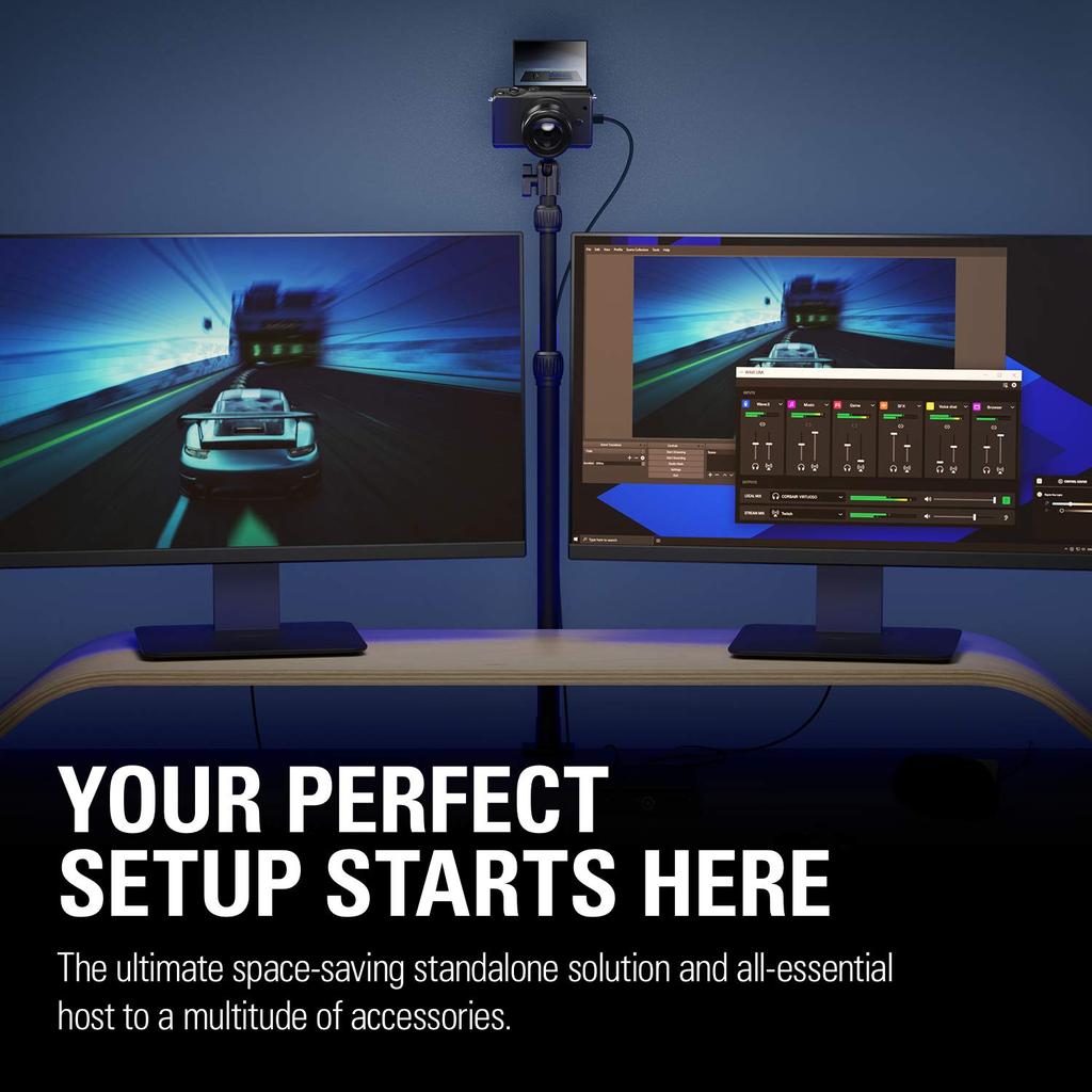 Elgato MULTI MOUNT L Monopod for Game Maximum Detachable Desk Mounting Compatible with Multi Mount Accessories Streaming/Handcam Filming; Height