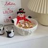 2026 Christmas Plates Bowl Snowman Plate 3D Painted Ceramic Plate Candy Dessert Cake Dish for Merry Christmas Gifts Holiady Dish