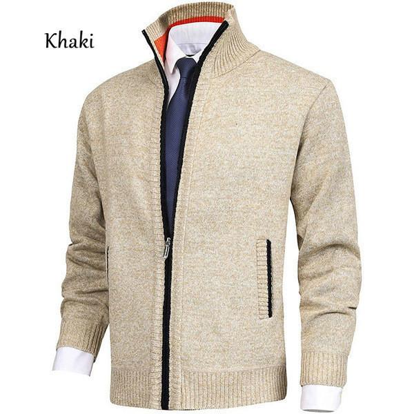 2023wish Men's Fashionable Knitted Cardigan Sweater With Stand Collar Plus Size