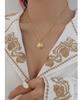 French Retro Titanium Steel 18K Gold-Plated Pendant Necklace with Imitation Pearl