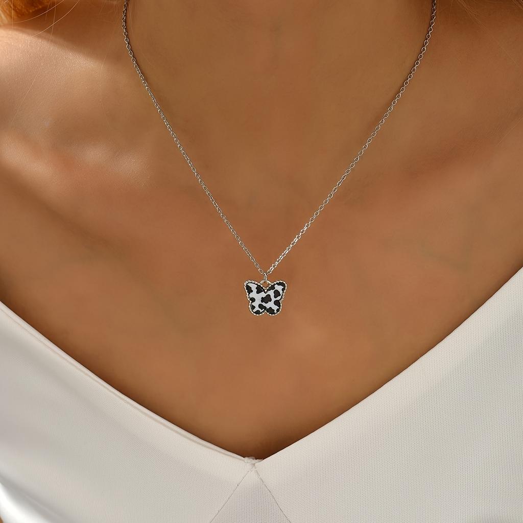 Double Layer Butterfly Necklace for Women, Lats Sparkling Collar Chain, Exquisite Jewelry, Banquet Party, Holiday Gift, 1