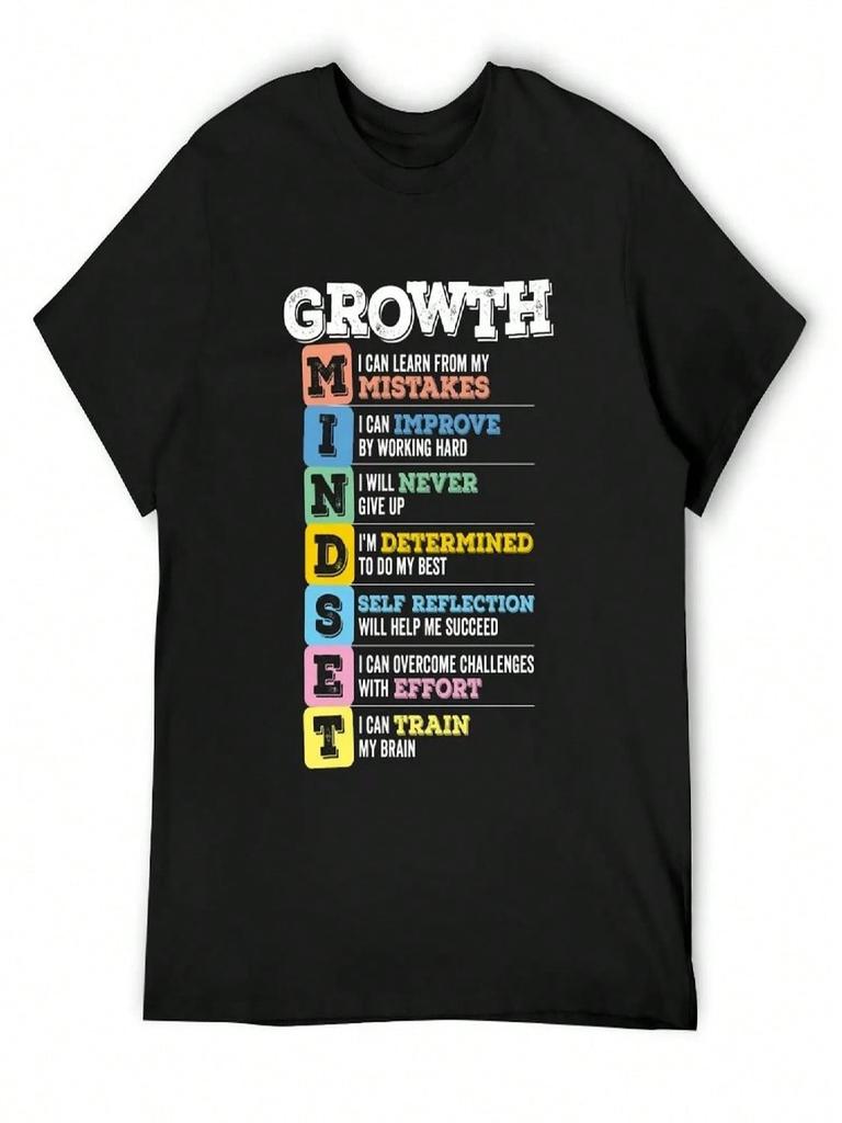 Growth Mindset Meaning T-Shirt Sports Fans Vintage T Shirts Street Wear Unisexs T Shirts Pack