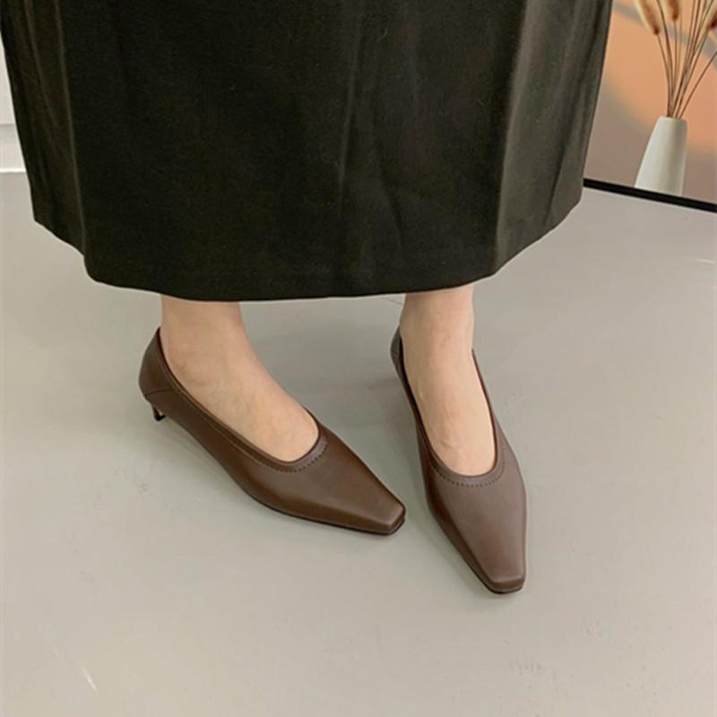 Fashion Bailamos Women Pumps Shoes Fashion Shallow Slip On Ladies Eelgant Single Shoes Square High Heel Outdoor Dress Pumps Mujer