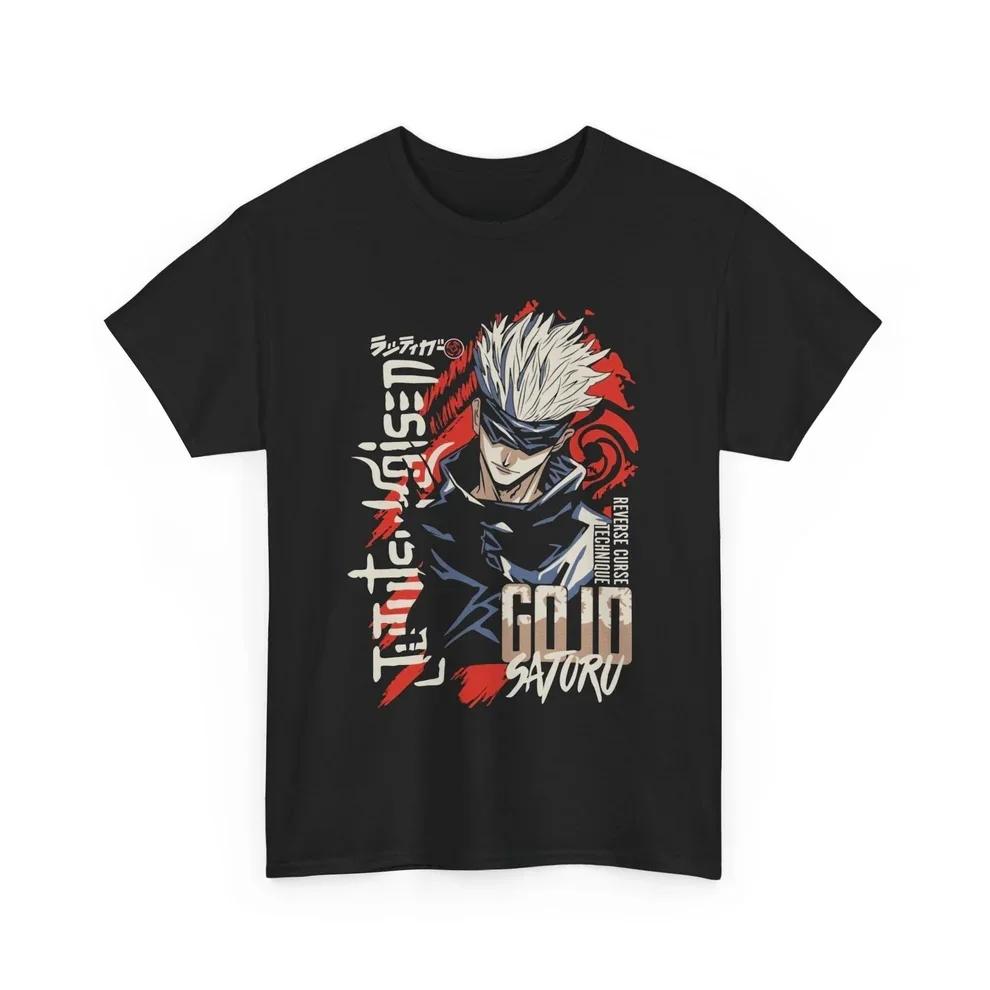 

Jujutsu Kaisen Годжо Обратное Проклятие Хлопковая Футболка Мужская и Женская Аниме Стиль Мода Удобная Повседневная Футболка с коротким рукавом 4XL