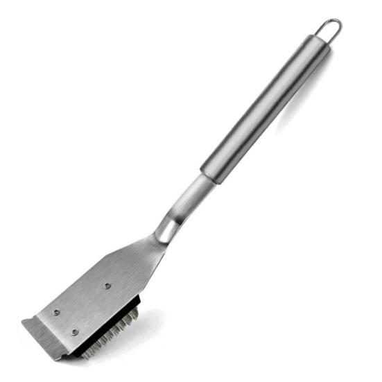 Outdoor Camping Grill Brush with Scraper Long Handle Design Rustproof Heat-Resistant Hard Bristles BBQ Grill Cleaning Brush