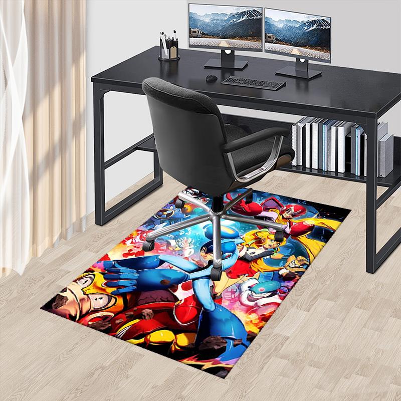 

1pc Mega Man Anime Cartoon Design Office Chair Mat Non-Slip Carpet for Home Decor, Living Room, Bedroom, Game Room - Perfect Gift for Fans.Y040 60cm by 90cm