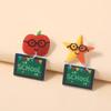 Fully Managed Environmentally Friendly Acrylic Earrings, Personalized School Season Blackboard Stars Apple Shape Earrings