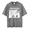 Vintage Washed Radiohead Semaphore Rock Band T-shirt Men  Clothing Fashion Hip Hop Gothic T Shirts Cotton Casual T-shirts