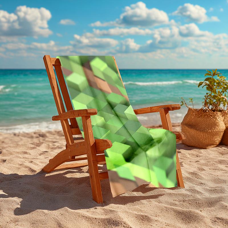 1Pc Cubescape Beach Towel, Quick Dry, Multi-Use for Beach Pool Gym Yoga Home Travel, Christmas, Halloween, Xmas Gift M928738