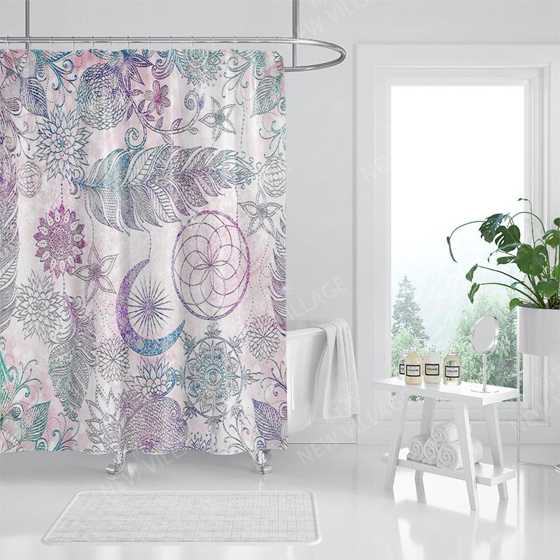 

Водонепроницаемые тканевые шторки для душа Аксессуары для шторки для ванной Занавеска для ванной 180x200см 240*200см бохо декор винтажная мандала W140XH180cm