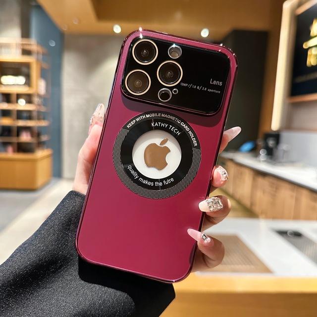 

Магнитный чехол для телефона с беспроводной зарядкой для Iphone 14 13 Pro Max 14 Pro 13, противоударная защитная пленка для объектива, матовая стеклянная крышка For iPhone 14Pro красный