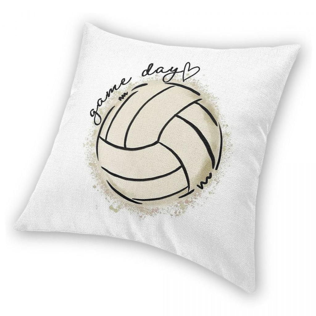 Volleyball Game Day Square Pillowcase Polyester Linen Velvet Printed Zip Decor Pillow Case Sofa Cushion Cover 18"
