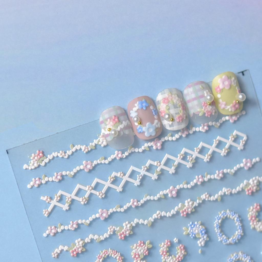 Embossed Garden Series Nail Stickers DIY Creative Decoration