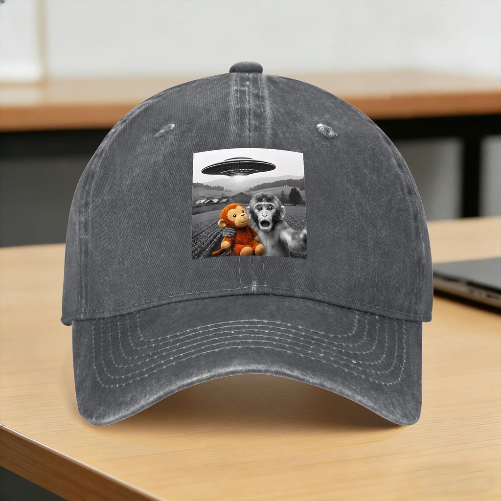 Punch Monkey UFO Funny Selfie Casual Baseball Cap Spring Trucker Hat Sun Outdoor Snapback Cap Unisex Fitted Retro Baseball Caps