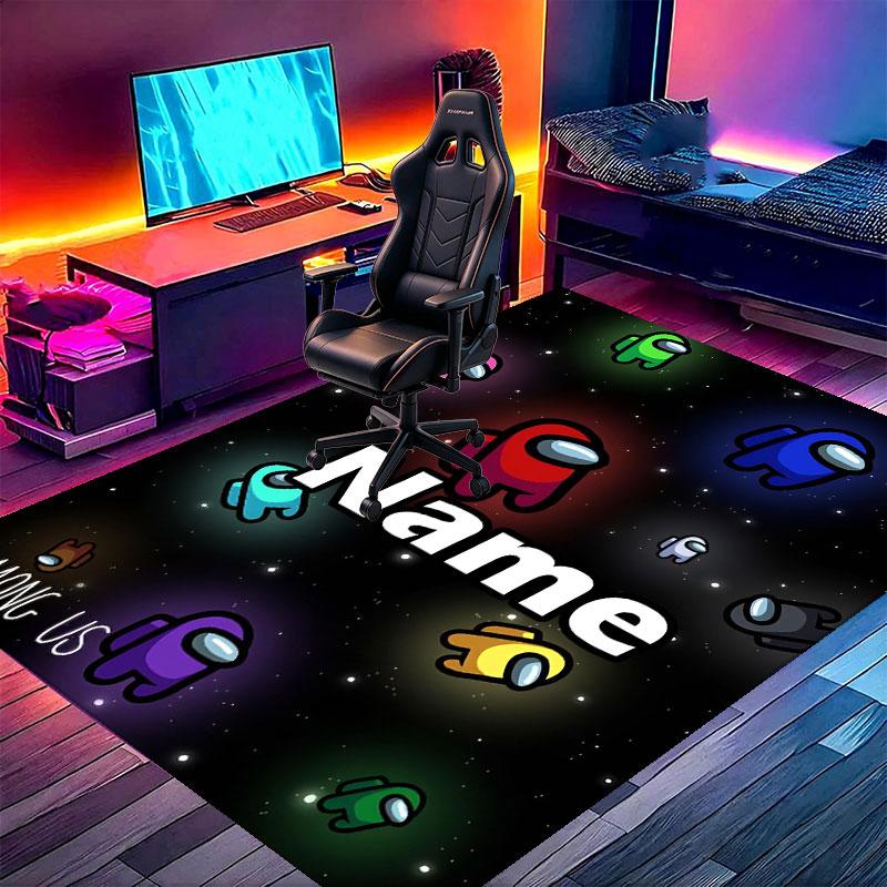 Custom Name Personalized Among Us Print Carpet, Versatile Home Decor Rug, for Playroom, Apartment, Balcony, Entryway, Hallway Gift