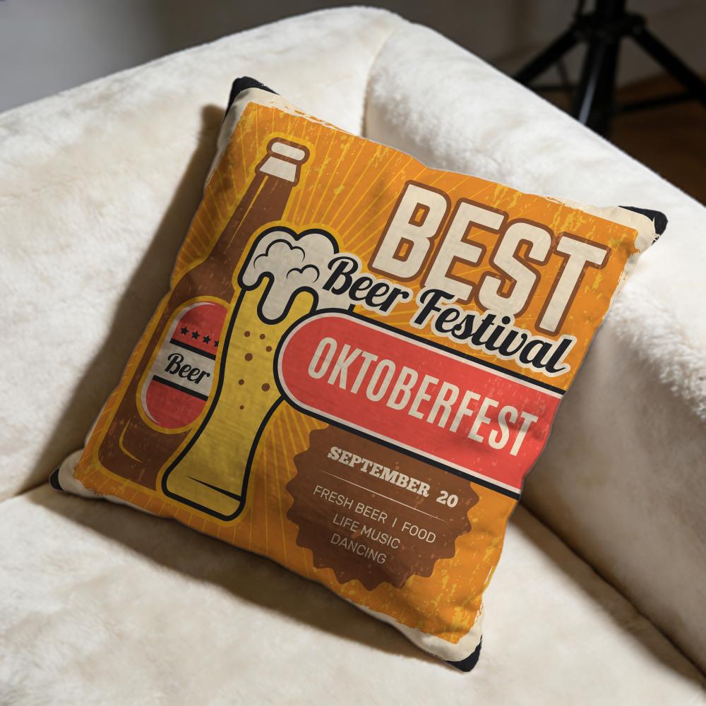 Beer Wine Retro Style Cushion Cover Soft Decorative Pillow Case Suitable For Bedroom Sofa Car Travel Use