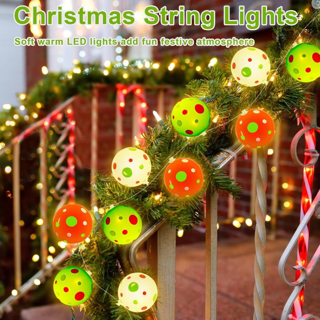 1.5m 10-LED Remote Control Christmas Ball Decorative Light Polka Dot Stripe Festive Atmosphere Light  (Without Batteries)