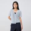 V-neck Short Sleeved Knitted Cardigan for Women In Summer 2026, Thin Design, Tencel Breathable Casual Air Conditioning Shirt, Outerwear Top
