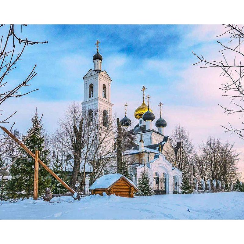 Full Round Diamond Painting Handmade Winter Scenery Cross Stitch 5d Diamond Embroidery House Landscape Decor