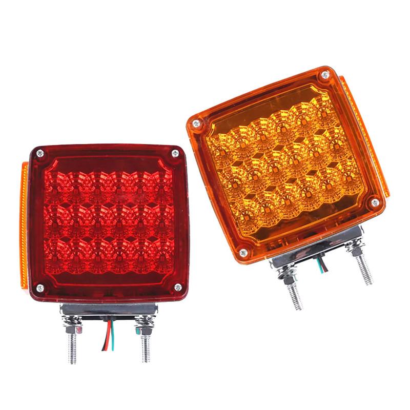 

1 Pair 12V 39LED Square Dual Face Stud Mount Pedestal Fender Turn Signal Marker Light for Trailer Tractor Bus Boat Universal