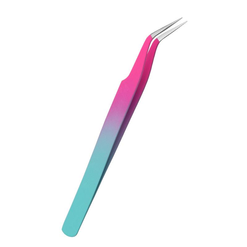 Nerezová ocel Zahnutá špička Pinzeta na prodlužování řas - Vysokohustotní Páv Motýl Kvetoucí Klip