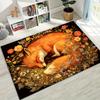 Lebhaftes Fuchs-Blumenmuster Teppich Weicher Rutschfester Teppich für Wohnzimmer Schlafzimmer Heimdekoration Innenbodenmatte