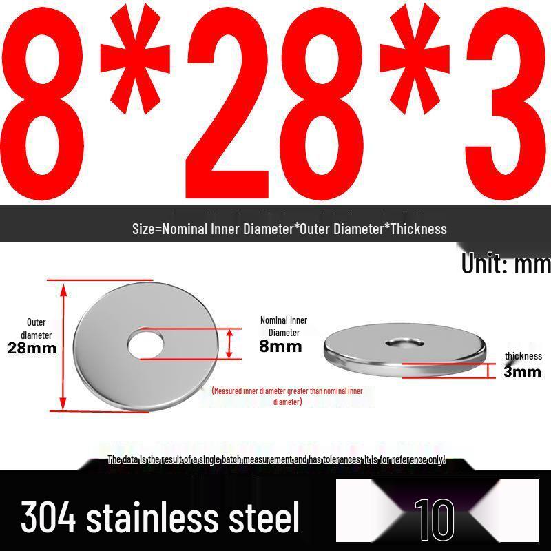 Thickened 304 Stainless Steel Flat Washer Spacer (M2-M36)