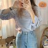 Damen Gestreiftes Langarm-T-Shirt - Herbststil 2025, Rundhalsausschnitt, Lockere Passform, Koreanisch inspiriert, Vielseitiges Basic-Oberteil.