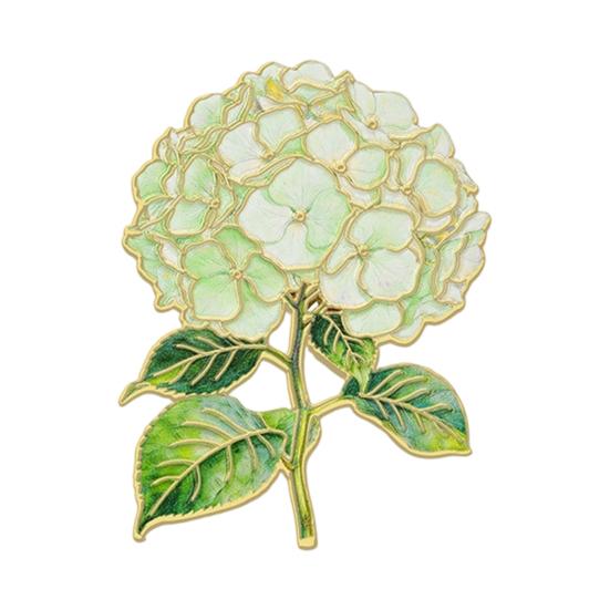 Durable Brooch Pin Pin Enamel Hydrangea Shape Lapel Polished Edges Backpack Smooth Round