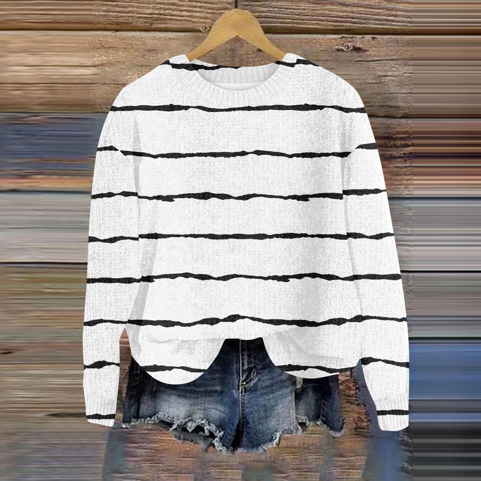 

Свитшоты для женщин Вязаный свитер Милая рубашка Осенний круглый вырез Пуловер Топы XXXL