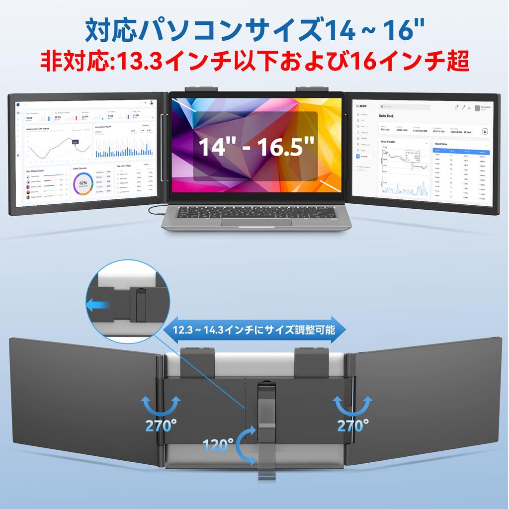 KEEPTIME Dual Display Dual Screen Mobile Inch Laptop Screen Triple FHD 1080P IPS Compatible with and Mac New 14-inch Monitor, 14-16 Extender, Monitor,