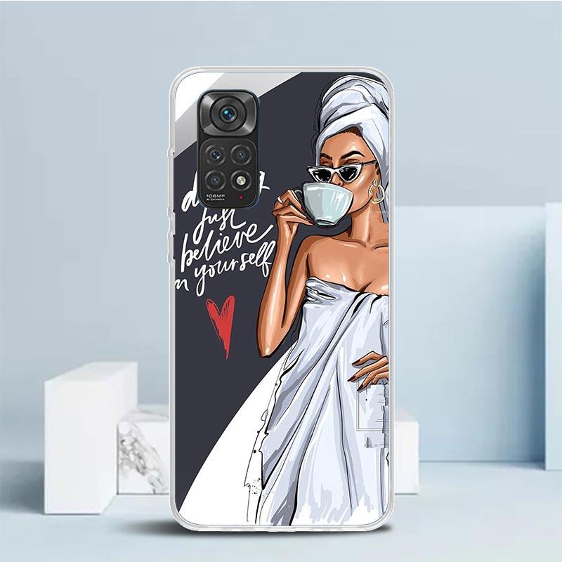 Girl Boss Female Coffee Phone Case For Xiaomi Redmi Note 15 14 14S 13 12S 12 Pro Plus 11S 11 11T 11E 10S 10 + Soft TPU Back Cove
