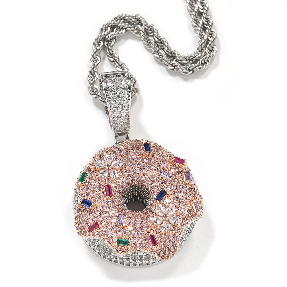 Gumeng хип-хоп цветной кулон-пончик, инкрустированный бриллиантами, модный бренд, ожерелье, стиль Ins, персонализированные украшения