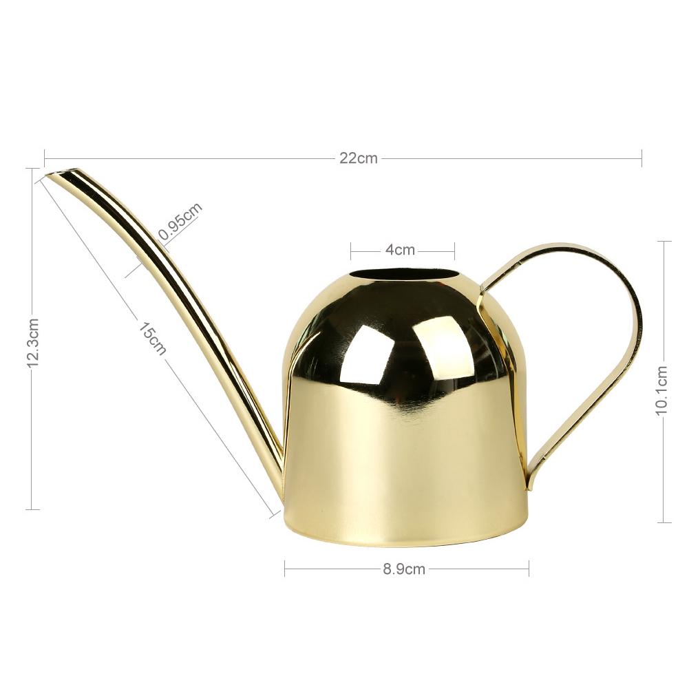 (Gold) Stainless Steel Long Spout Watering Can for Flowers and Plants, Small Watering Can, Gardening Tool, 450ml 16.9oz