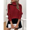 Womens Striped Sweater Half Turtleneck Loose Fit Casual Fall Knitwear Street Style