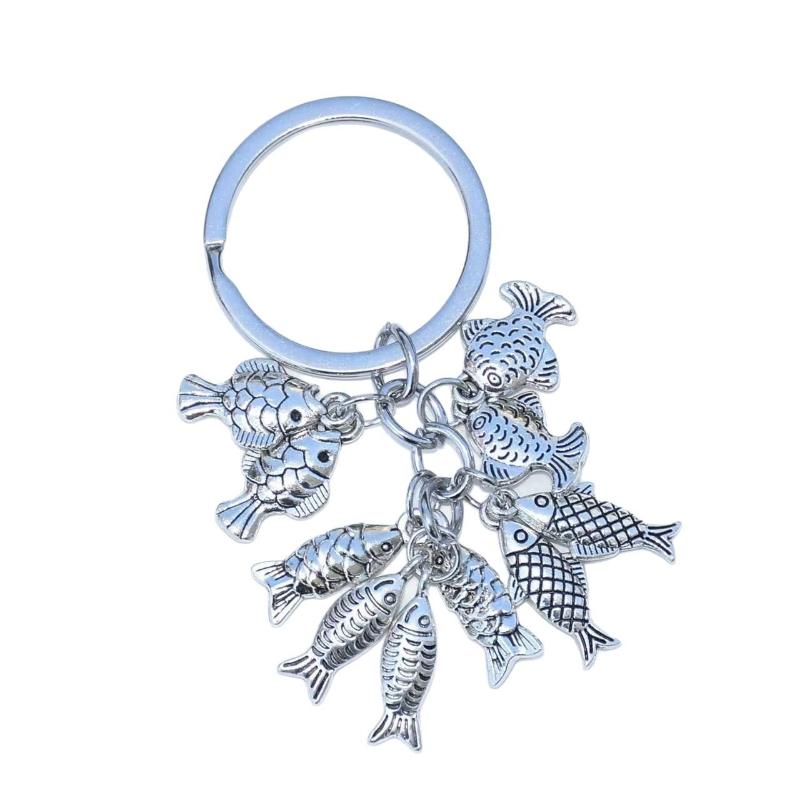 Fish Keychain Zinc Alloy Keyring Fishing Enthusiast Gift For Dad Boyfriend Backpack Car Pendant